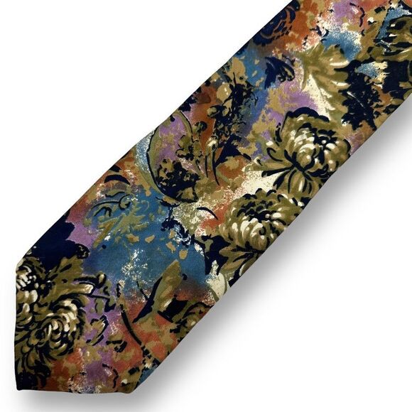Harve Bernard multi color floral print silk tie - Picture 1 of 4